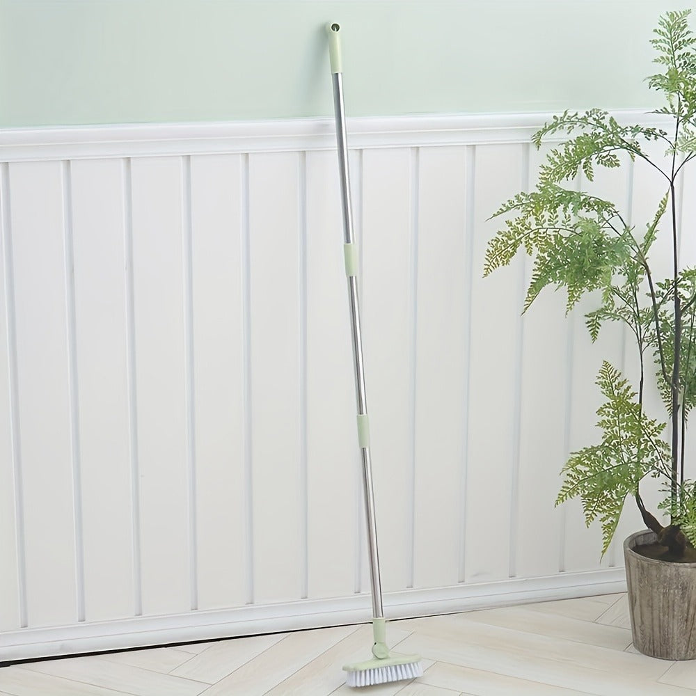 Green Floor Scrub Brush with 34- to 47.2-Inch Adjustable Handle, 180-Degree Pivoting Head and 6-Inch Bristle Base