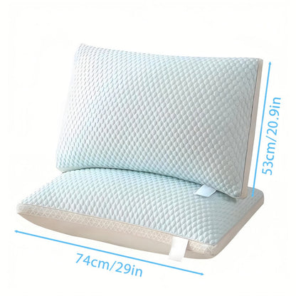 Cooling Ergonomic Neck Pillow 2 Pack Orthopedic Contour Support Adjustable Filling Cool Sensation Breathable Fabric Machine Washable Removable Cover for Side Back Stomach Sleepers