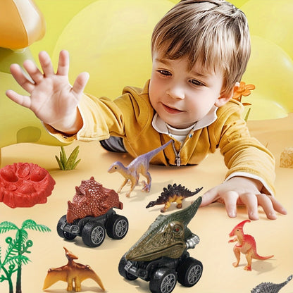 T-Rex Dinosaur Carrier Truck Playset with Mini Cars, Figures and Standard or Upgraded Package Options