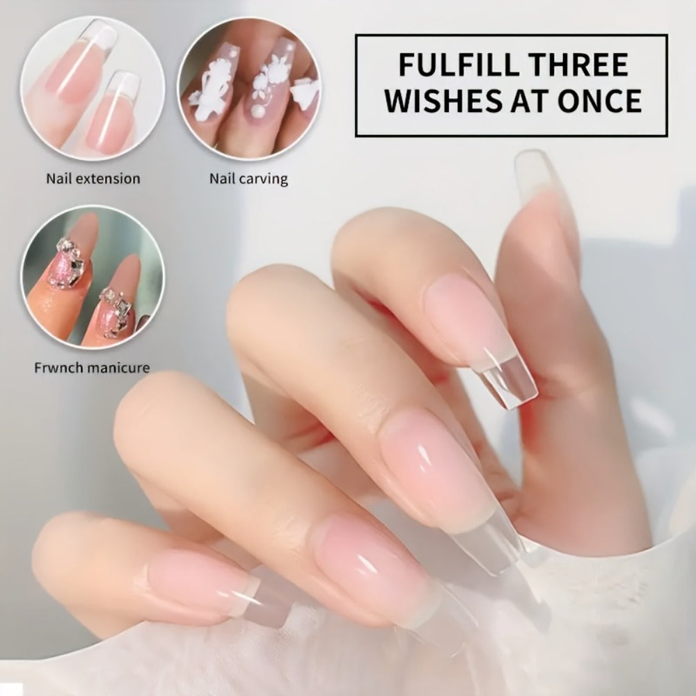 Acrylic Nail Powder Liquid Monomer Kit 3 Colors Clear White Pink Extension Set with Nail Art Brush for Nail Extensions 3D Carving Overlay French Manicure - Beginner Professional Nail Gift Set