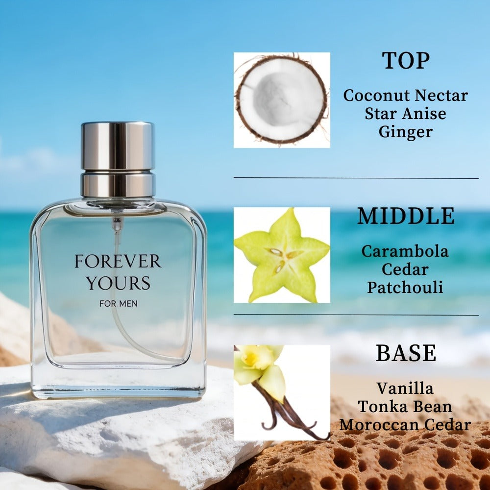 Men's Eau de Toilette Spray 3.4 oz 100 ml with Coconut, Star Anise and Ginger Scent Labels