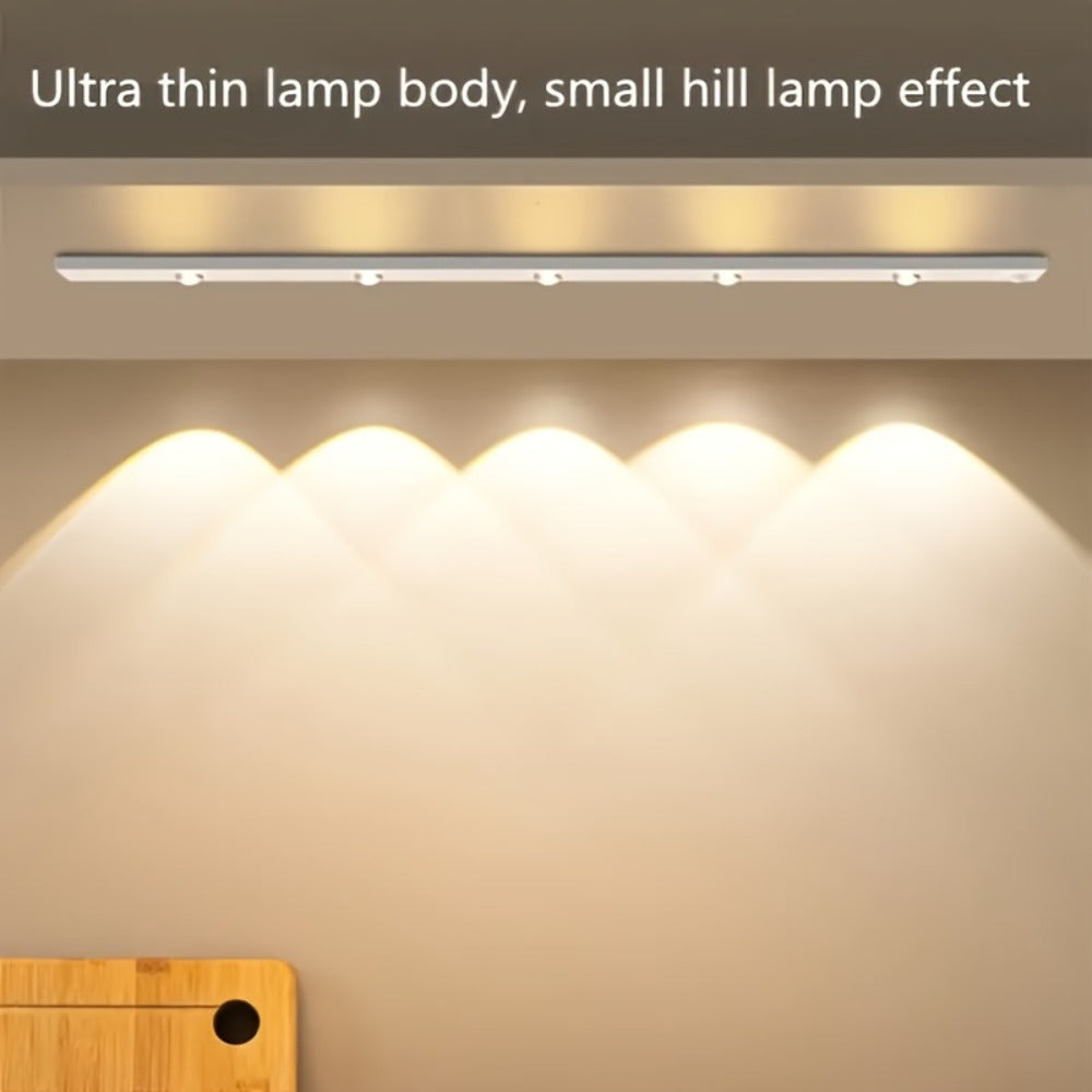 LED Strip Light Motion Sensor Bar with USB Rechargeable Power, Three White Tones, 20–50cm Sizes and One or Two Packs