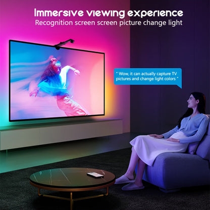 TV LED Backlight with Camera Screen Sync RGBW 5ft - Real-Time Color Matching USB Powered Ambient Bias Lighting for Smart TVs