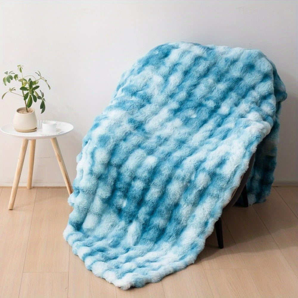 Faux Rabbit Fur Fluffy Blanket – Thick Warm Soft Plush Throw for Bed & Living Room, Luxury Furry Blanket, 8 Colors, 4 Sizes