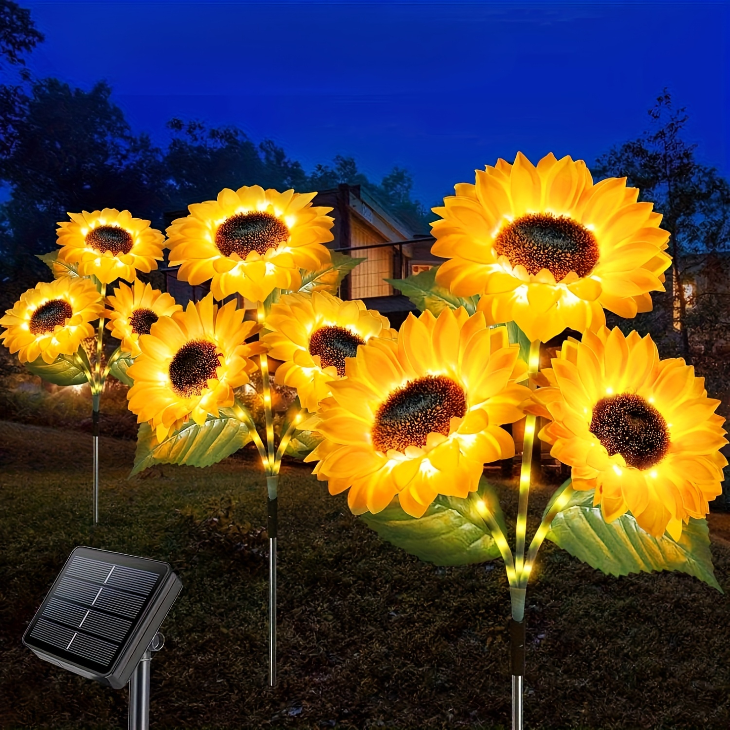 Solar Garden Lights Sunflower Stakes with IP65 Rating and 1- or 2-Piece Pack Options for Path Decor