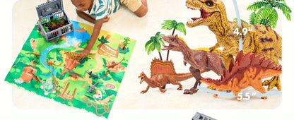 Dinosaur Toys for Kids 19pcs with Play Mat & Storage Cage – Realistic Dinosaur Figures Playset for Boys Girls Ages 3+, Birthday Gift, Christmas Gift, Party Favor