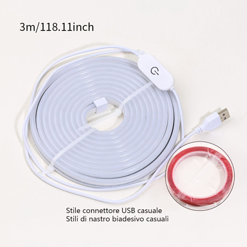 USB Mirror LED Light Strip with Touch Dimmer, White or Warm Light in 118.11-Inch Single or 196.85-Inch Two-Piece Options
