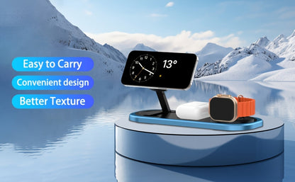 Samsung & iPhone 3-in-1 Wireless Charging Station Foldable 15W Fast Charger for iPhone 17/16/15/14/13/12, Apple Watch Ultra 2/Series 10/9/SE, AirPods Pro 4/3/2 & Samsung Galaxy S25/S24/S23 – 4 Colors Black Gold Silver Blue