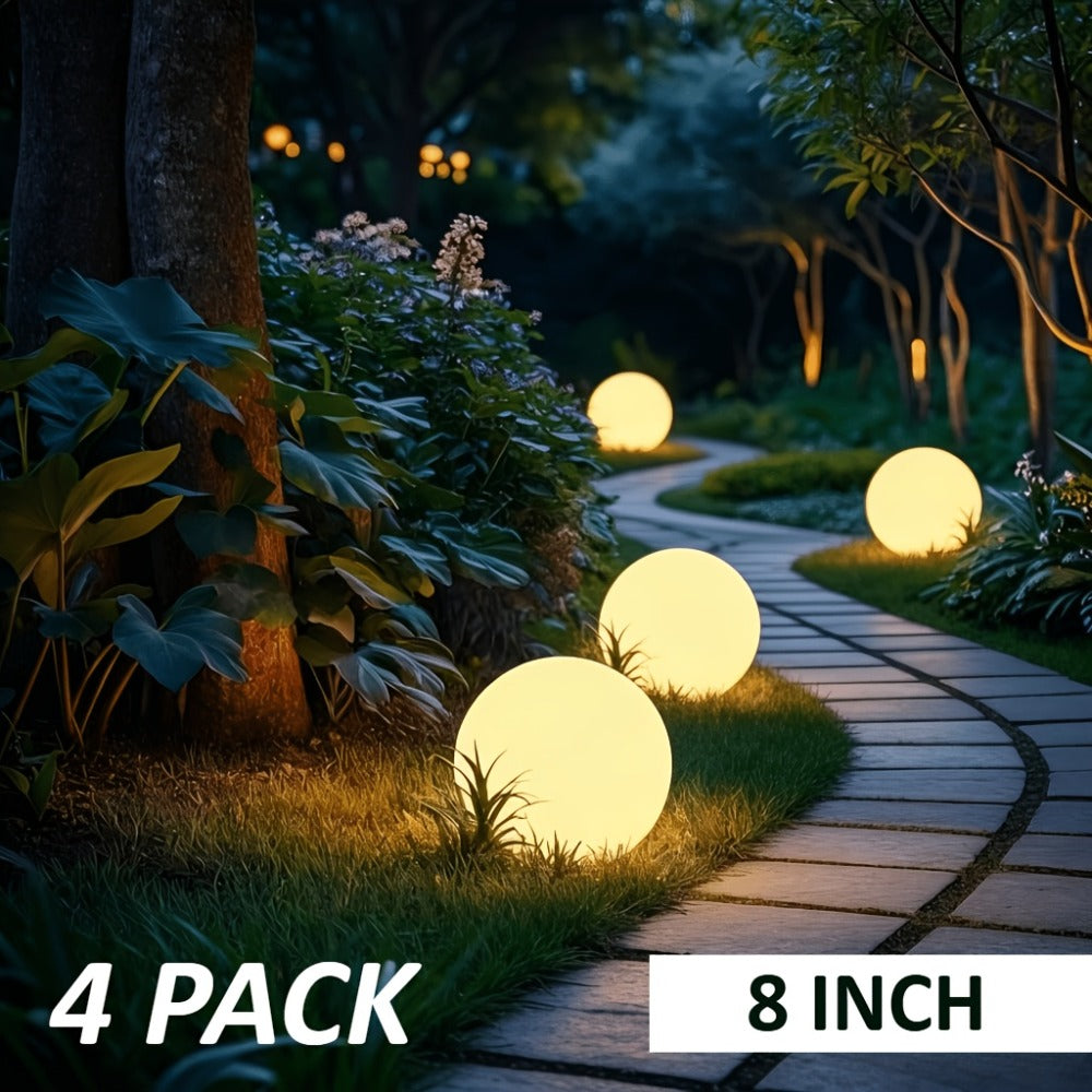 Solar Outdoor Lights 8-Inch RGB Globe with Remote, 16 Colors, 8 Brightness Levels and 4 Effects