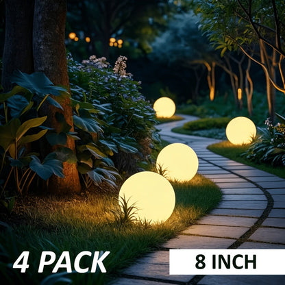 Solar Outdoor Lights 8-Inch RGB Globe with Remote, 16 Colors, 8 Brightness Levels and 4 Effects