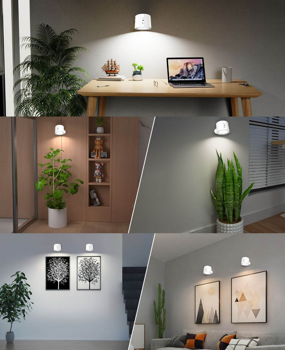Magnetic LED Wall Sconce with 360-Degree Rotation, Three Color Temperatures and One or Two-Light Options