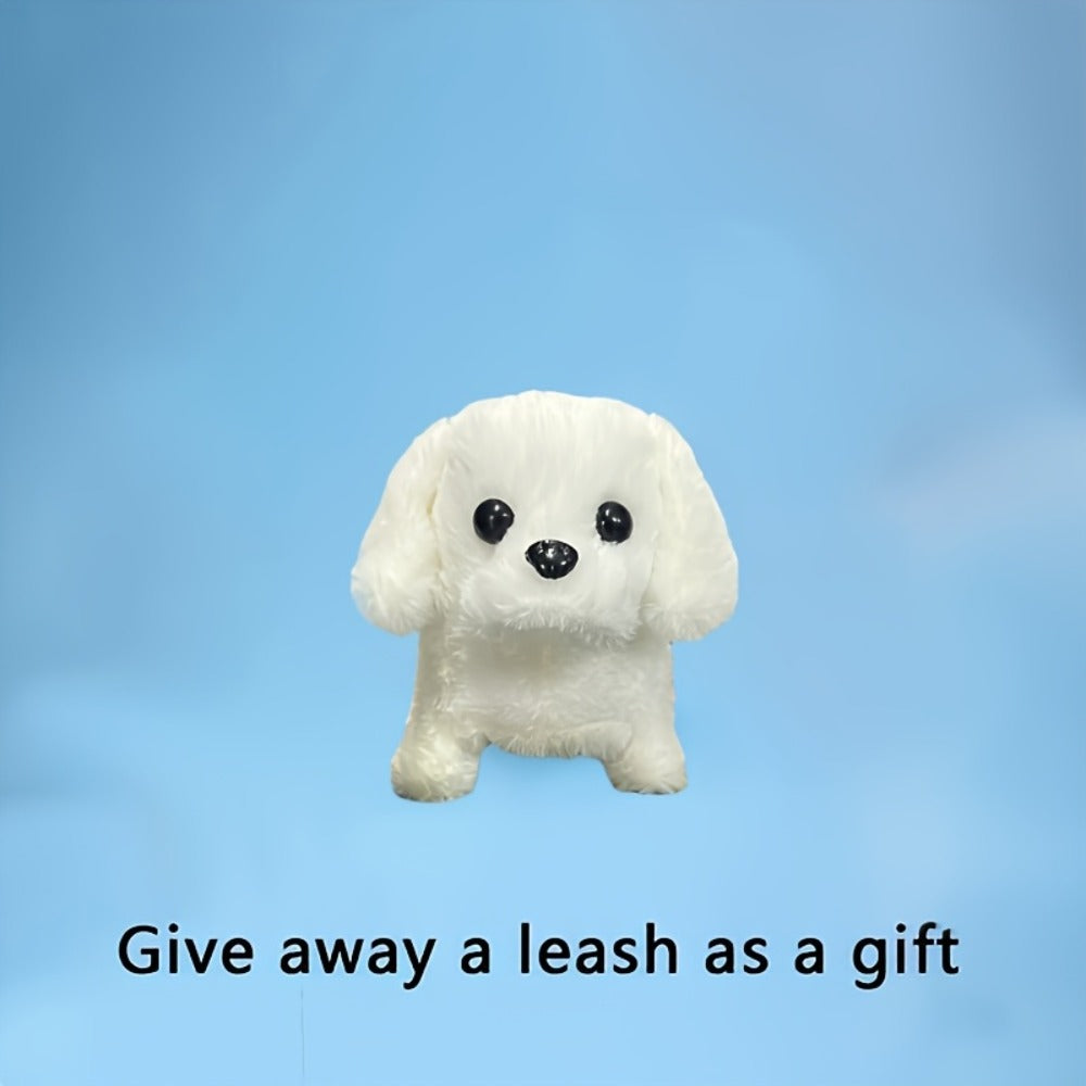 Walking Barking Robot Dog Toy for Adults Teens – Soft Plush Biomimetic Puppy with Expressive Eyes, One-Button Control, Gift Box Option | Desk & Home Companion | Brown White Red