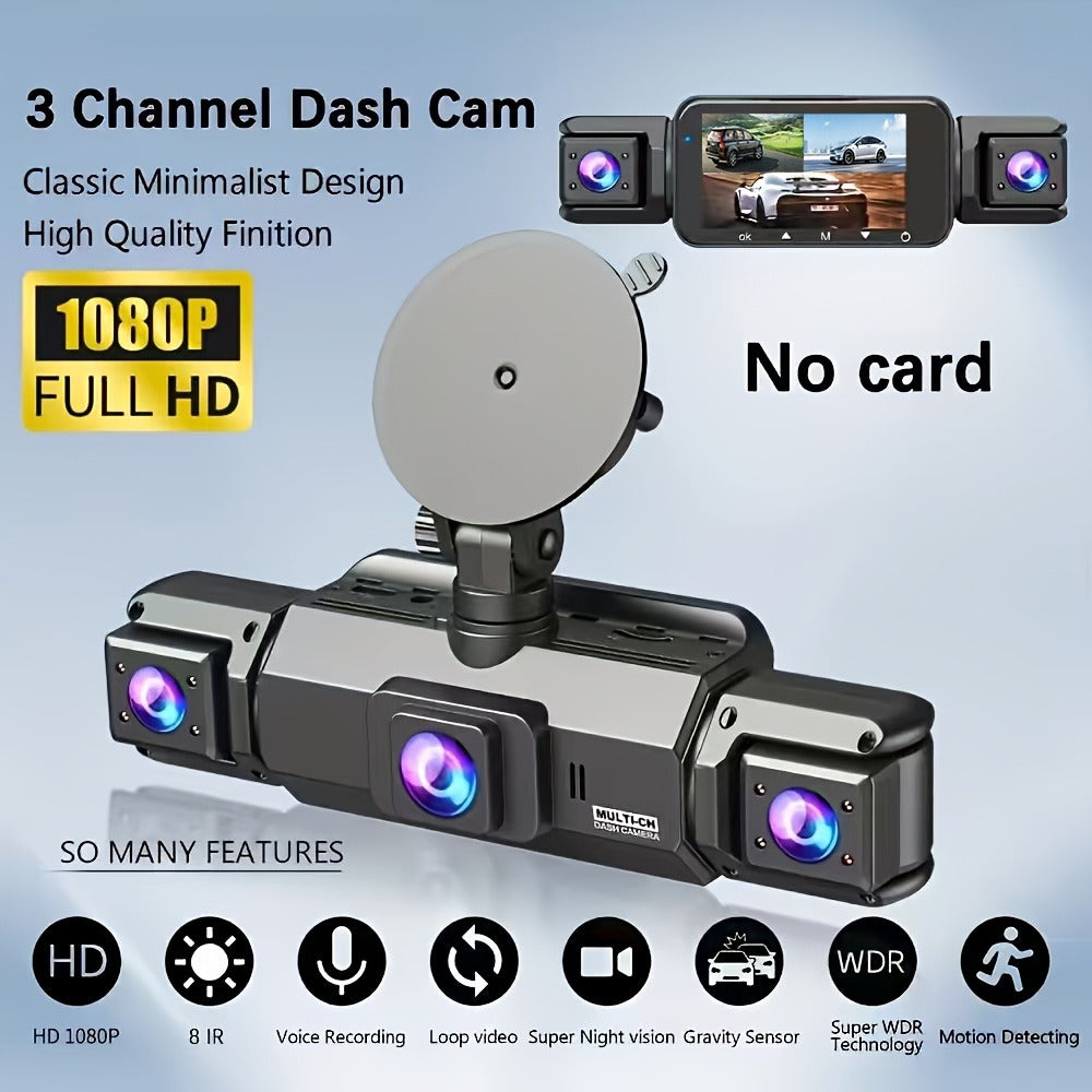 360° Dash Cam - 3/4 Channel 1080P HD Car Camera, Night Vision, WDR, G-Sensor, Loop Recording, 24/7 Parking Monitor, WiFi, Optional 32GB Card, Zero Blind Spot Coverage