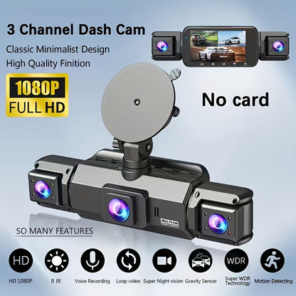 360° Dash Cam - 3/4 Channel 1080P HD Car Camera, Night Vision, WDR, G-Sensor, Loop Recording, 24/7 Parking Monitor, WiFi, Optional 32GB Card, Zero Blind Spot Coverage