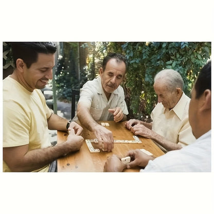 Double-Six Dominoes Set with 28 Ivory-Color Tiles and Wooden Storage Case for Adult Game Nights