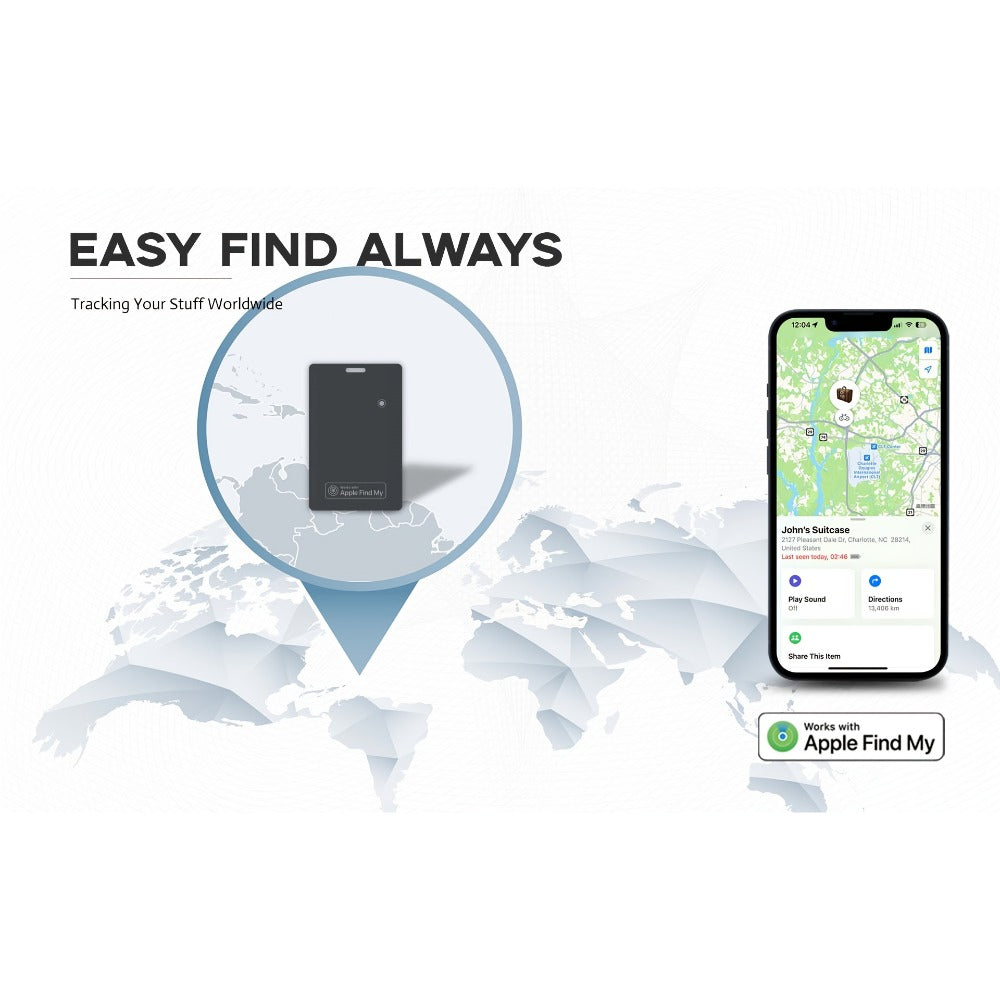 Apple Find My Wallet Tracker Card – Ultra-Thin Rechargeable Bluetooth Tracker | 105dB Alert, Wireless Qi Charging, Left-Behind Alerts & Siri Support