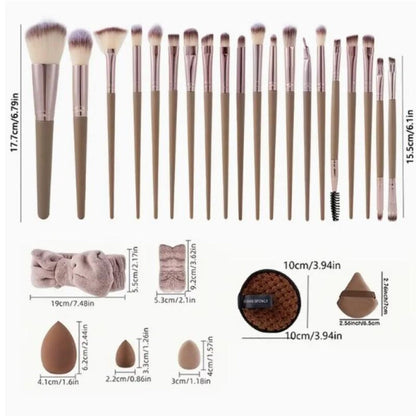 Makeup Brush Set, 56-Piece Polyester Bristle Collection with Wood Handles in Beige, Pink or Brown Color Options