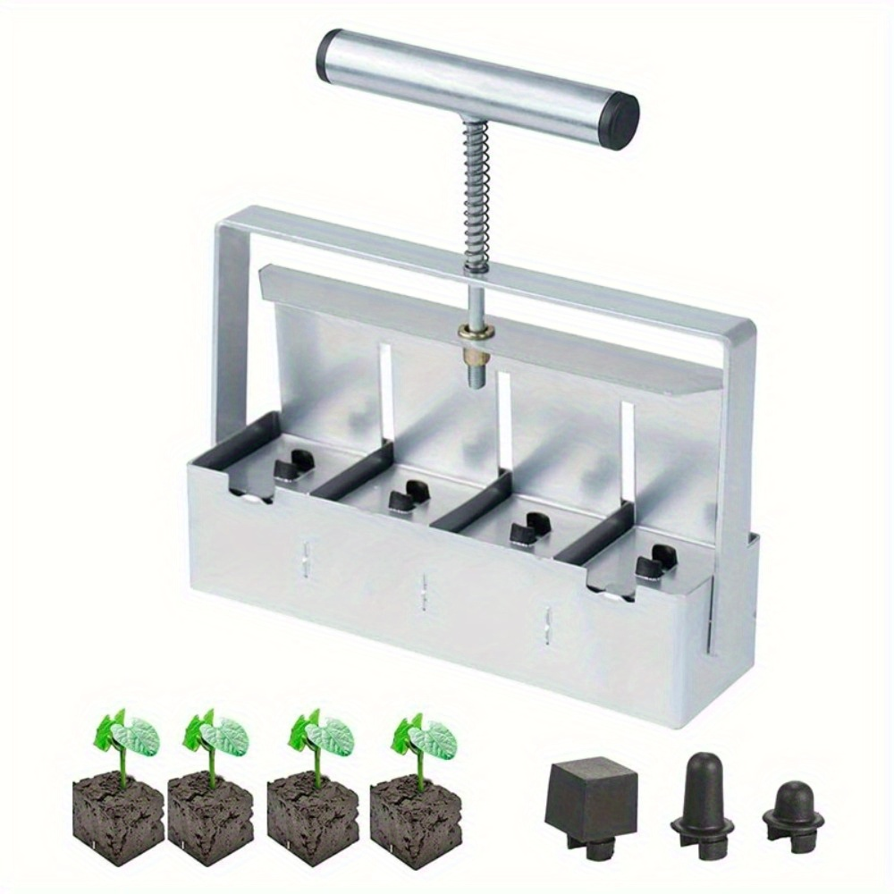 Garden Clod Breaker & Soil Blocker Tool - Heavy Duty Metal Multi-Cell Soil Block Maker with Adjustable Handle for Seed Starting, Potting & Lawn Aeration - Professional Home Gardening