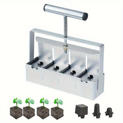 Garden Clod Breaker & Soil Blocker Tool - Heavy Duty Metal Multi-Cell Soil Block Maker with Adjustable Handle for Seed Starting, Potting & Lawn Aeration - Professional Home Gardening