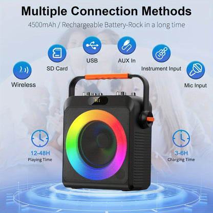 JYX T19-T Karaoke Machine for Adults with 2 Microphones & RGB Light Show - Wireless Bluetooth Speaker, Live Streaming Function, Home Party KTV System, Christmas Birthday Gift for Family Friends
