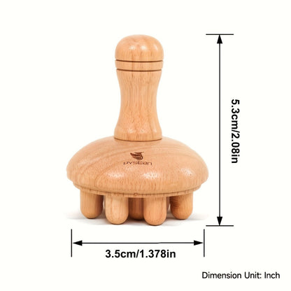 Rounded Handheld Body Massage Tool with Mushroom-Style Grip and Multiple Smooth Contact Pegs