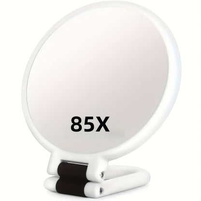 Handheld Magnifying Mirror 85X High Magnification for Makeup - 360° Adjustable Handle, Dual Sided 1X 80X, Colorful Border Compact Portable Vanity Mirror for Women Girls Travel Gift