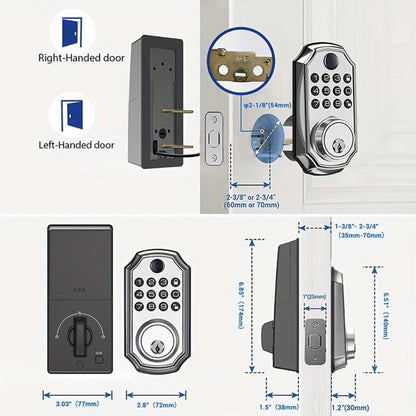 Voice Guided Keypad Deadbolt with Fingerprint, PIN, One-Time Visitor Code & Key, Backlit Keypad, Auto Lock