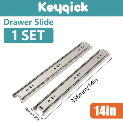 Ball Bearing Drawer Slides Full Extension 2 Pack – Heavy Duty Stainless Steel Cabinet Slides Quiet Smooth Glide Side Mount 10 14 16 Inch for Kitchen Dresser Office Furniture DIY Cabinet