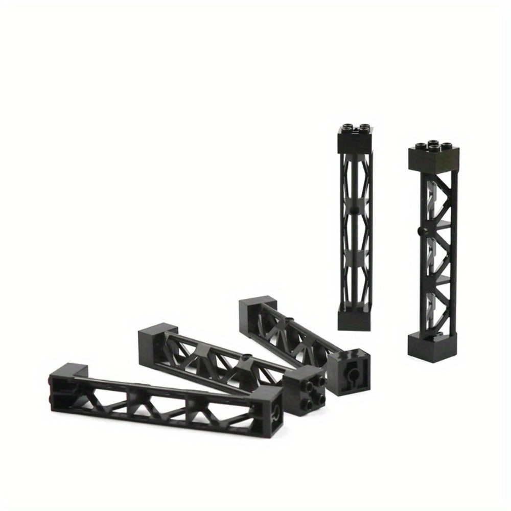 2x2x10 Pillar Support Bricks 20pcs Black – LEGO-Compatible Column Rod Blocks for MOC City Train Girder Military Architecture Builds, Parts 58827 95347, Bulk Brick Accessory for Kids & Adults