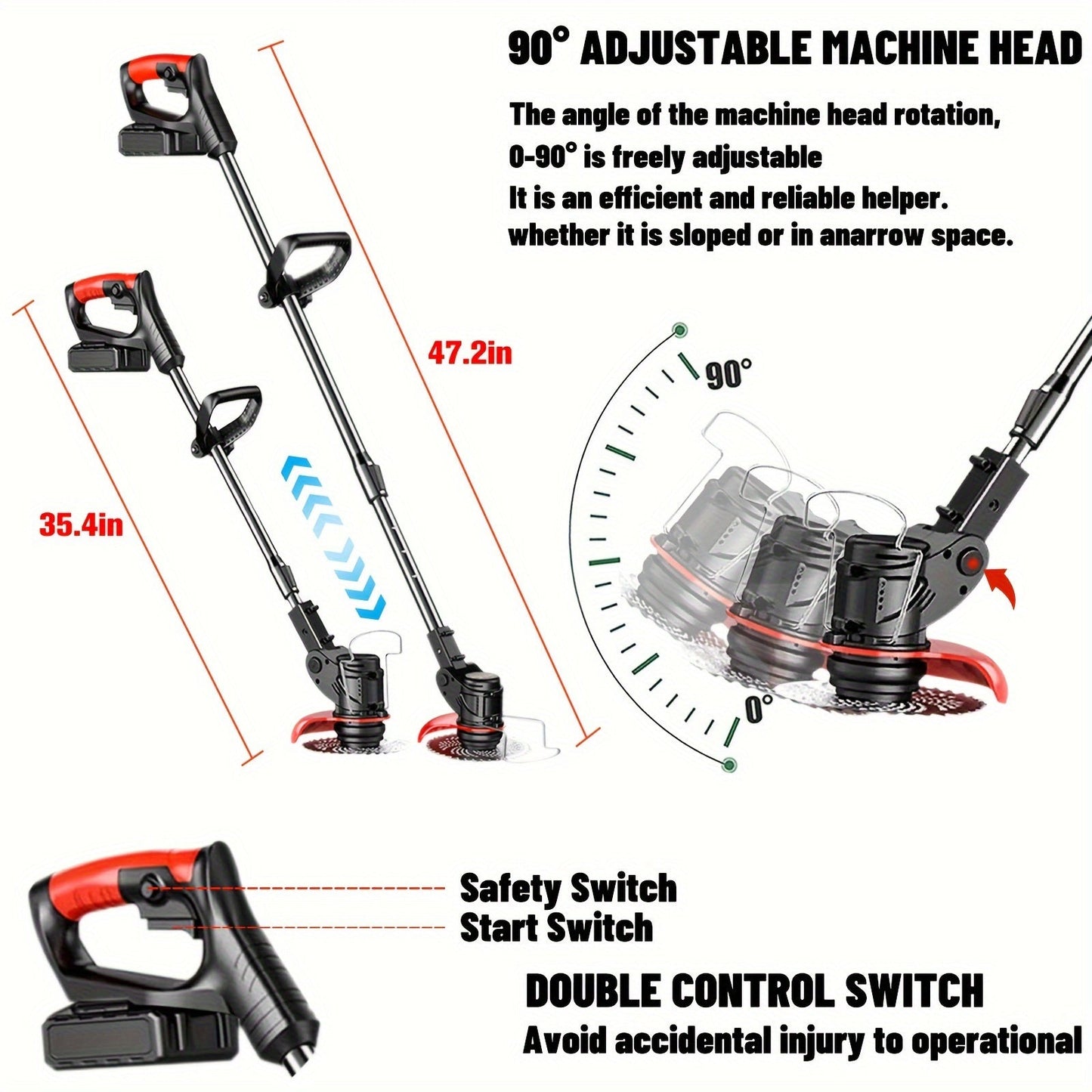 Cordless Electric Weed Wacker | Handheld Lawn Trimmer Garden Yard