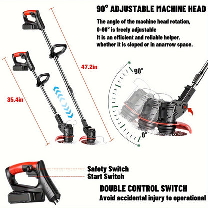 Cordless Electric Weed Wacker | Handheld Lawn Trimmer Garden Yard