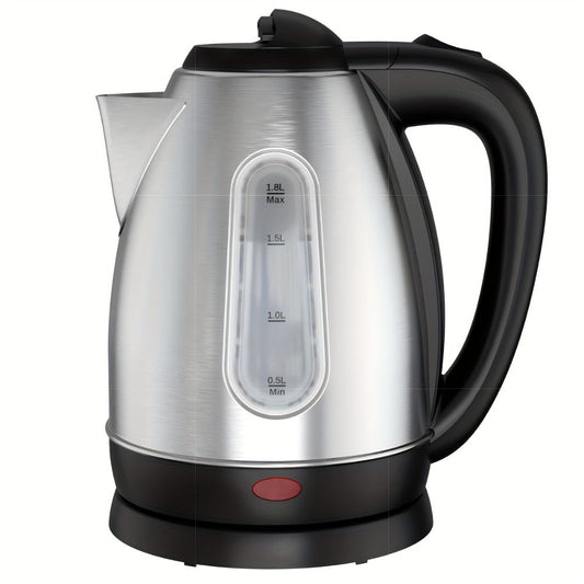Electric Kettle 1.8L 1200W Stainless Steel with Water Window, Auto Shut-Off and Cordless Base