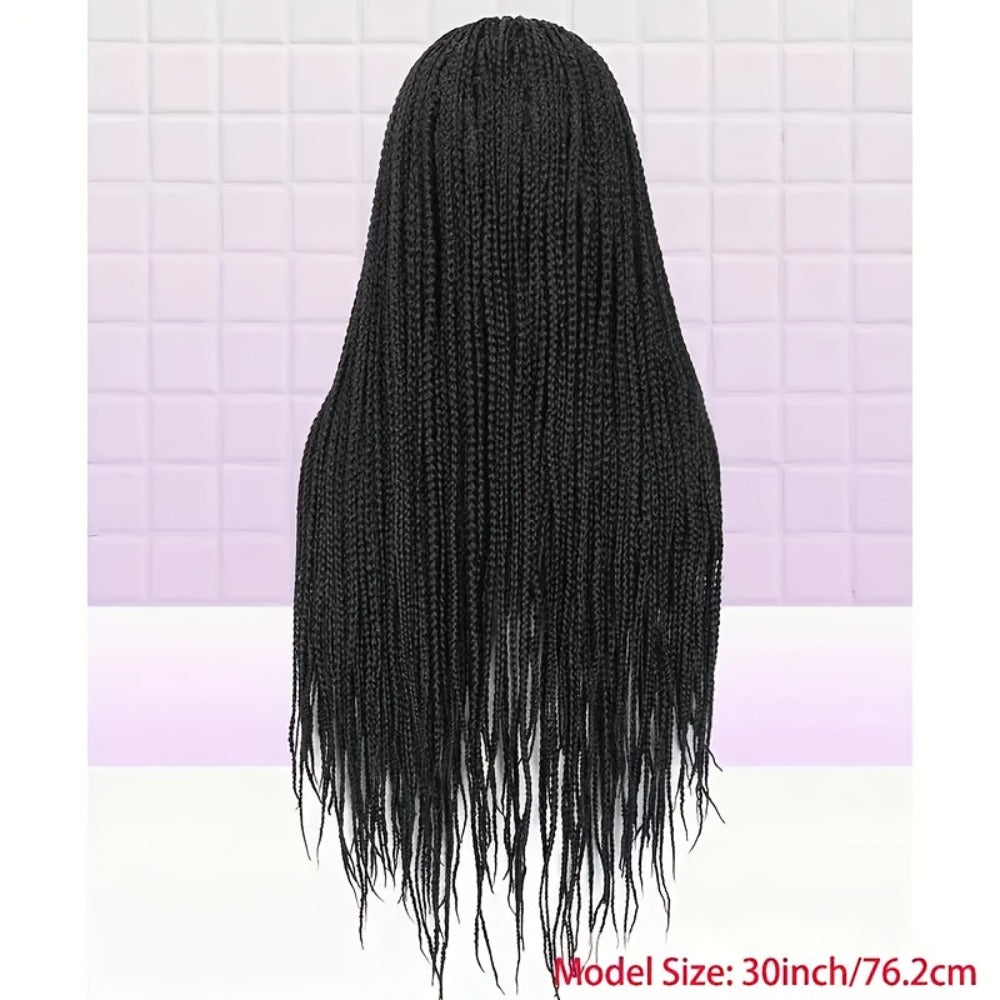 Box Braids Wig 360 Full Lace Knotless 30 Inch Natural Hairline High Temperature Fiber | 4 Colors Women Wedding Party Daily Protective Style