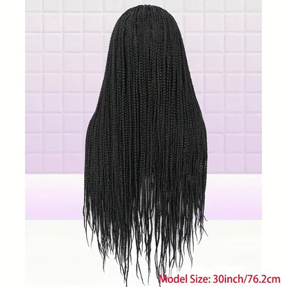 Box Braids Wig 360 Full Lace Knotless 30 Inch Natural Hairline High Temperature Fiber | 4 Colors Women Wedding Party Daily Protective Style