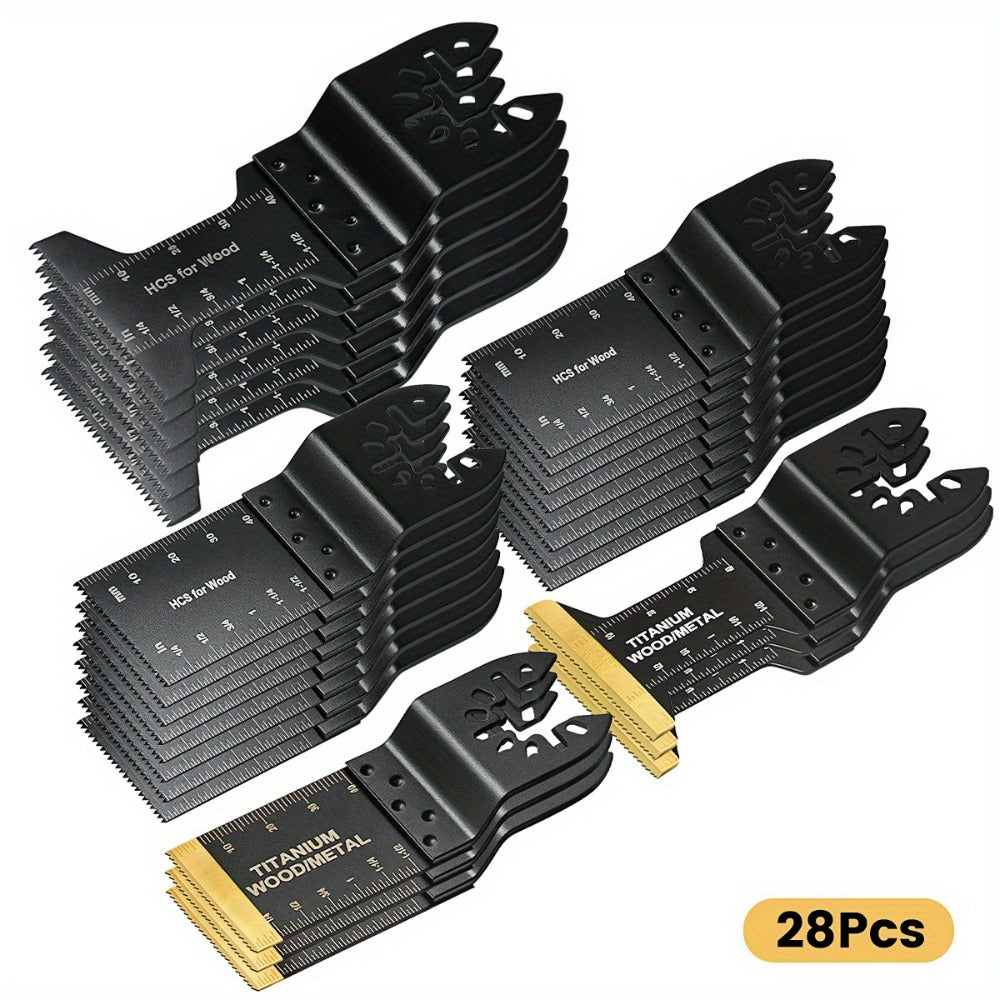 Oscillating Multi-Tool Blade Set with Titanium-Coated Quick-Release Blades in 18, 28 or 50-Piece Options
