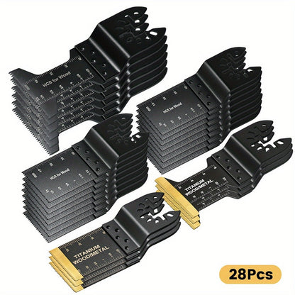 Oscillating Multi-Tool Blade Set with Titanium-Coated Quick-Release Blades in 18, 28 or 50-Piece Options
