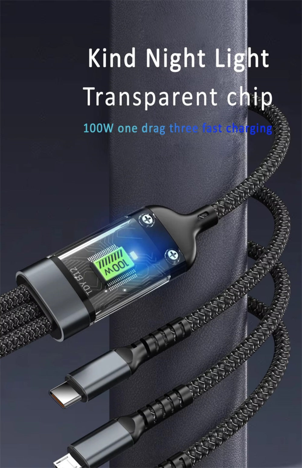 MFi 3-in-1 Charging Cable 100W Fast Charge 4/8 Pack for an Everyday Personal Care Routine, with Listed Configuration