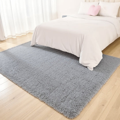 Plush Shag Area Rug in Solid or Tie-Dye Colors with Four Rectangular Size Options for Living Spaces