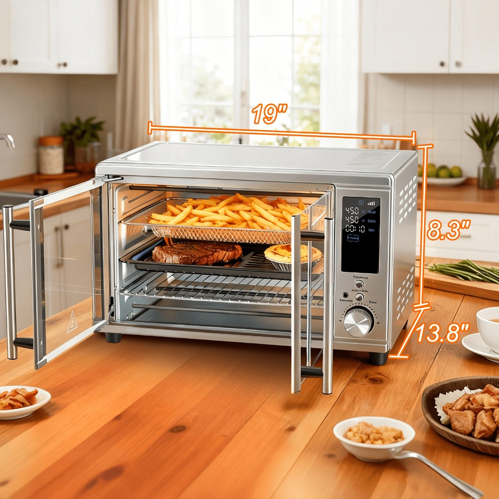 Air Fryer Toaster Oven Combo 29.6QT XL with Smart Probe, 12-in-1 Digital Countertop Oven, Stainless Steel
