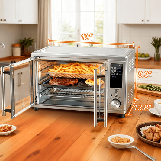 Air Fryer Toaster Oven Combo 29.6QT XL with Smart Probe, 12-in-1 Digital Countertop Oven, Stainless Steel