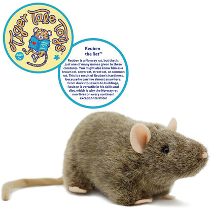 Rat Stuffed Animal Plush 7 Inch Reuben The Rat Realistic Norway Rat Soft Toy with Story Card CPSIA Safe Viahart Birthday Gift for Kids Animal Lovers Science Fans