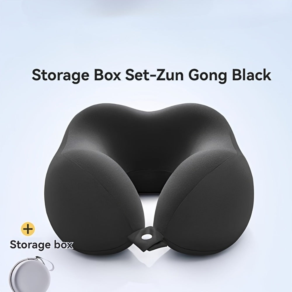 Memory Foam Travel Neck Pillow with Storage Bag – Ergonomic Slow Rebound Support, Machine Washable Cover, for Travel, Office & Napping