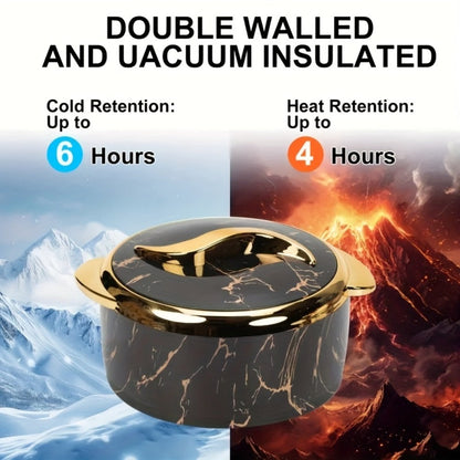 Insulated Casserole Dish Set 3-Piece Thermal Food Warmer with Lids, Stainless Steel Serving Bowls for Hot & Cold Food, Buffet Hotpot Tableware Set for Entertaining Dining Table