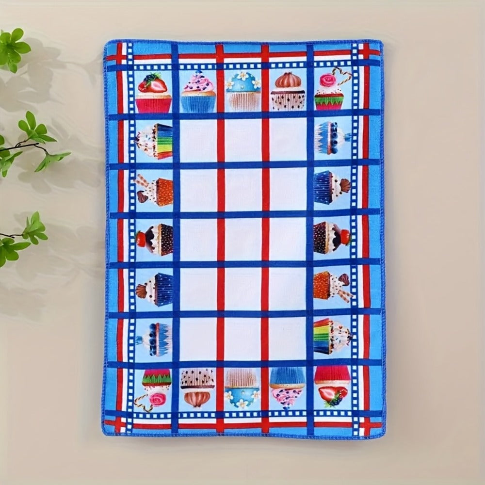 Six-Piece Printed Kitchen Towel Set, Approximately 60 x 40cm Each in Combination A or B Designs