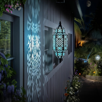 Solar Lanterns Outdoor 2 Pack Moroccan Cut-Out Design IP54 Waterproof Auto Dusk-to-Dawn Garden Pathway Patio Lantern Lights Gold Purple White Copper