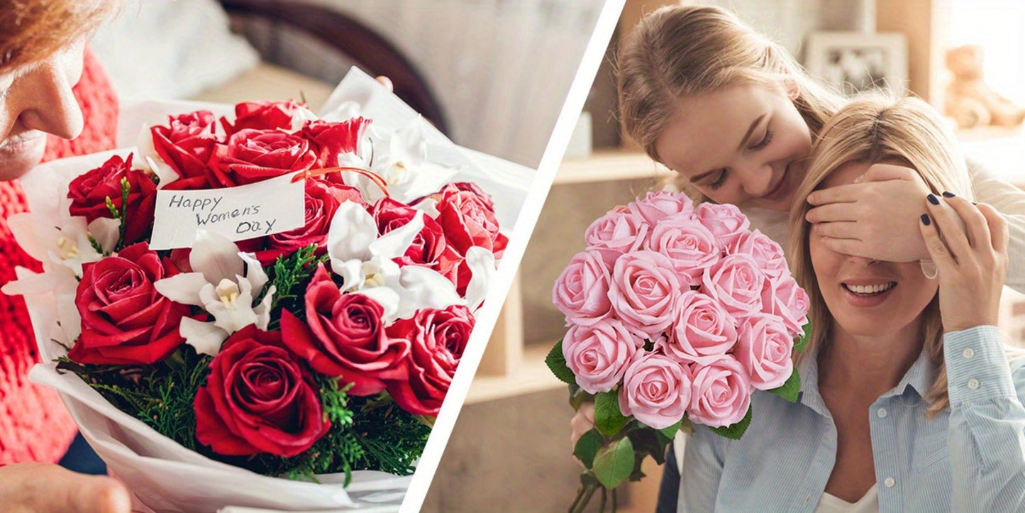 Artificial Flowers Long-Stem Velvet Rose Set in 50 or 100-Piece Variant Options across Five Colors