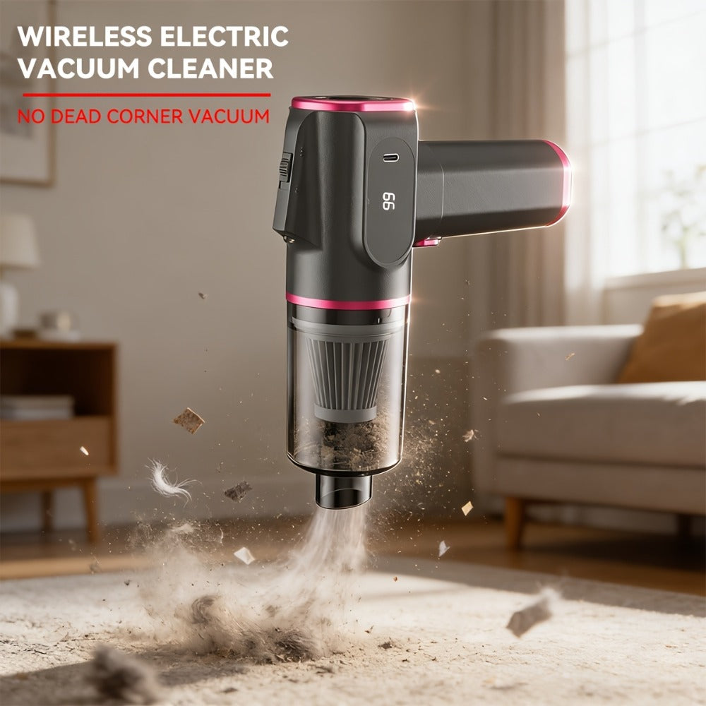 Cordless Handheld Vacuum Cleaner with Suction and Blowing Modes, USB-C Cable and Four Nozzle Attachments