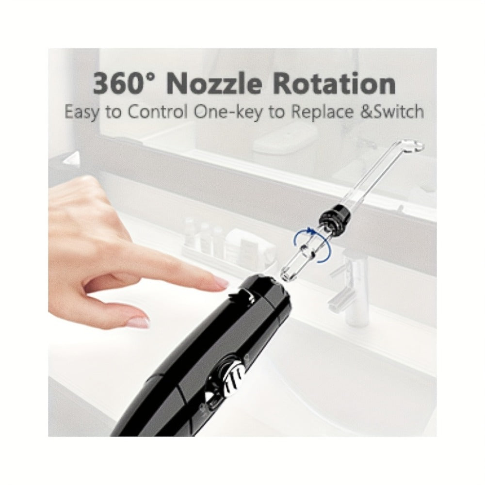 600 ml Desktop Water Flosser in Black with 10 Pressure Levels, Eight Nozzles and Large Tank