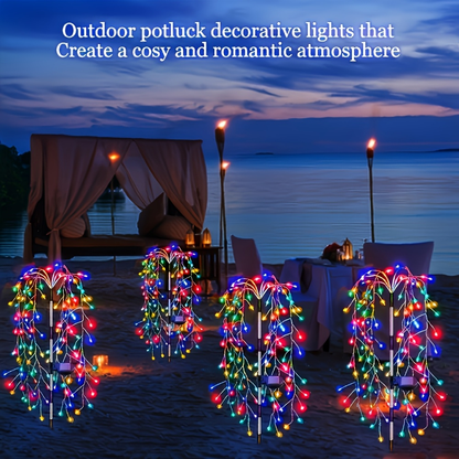 Solar Firecracker Cluster String Lights with 120 LEDs in Warm Color or Multicolor Checkout Options