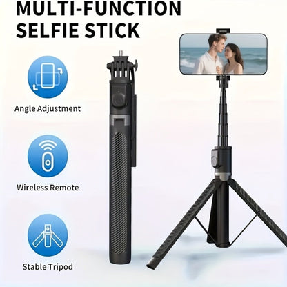 67 Inch Selfie Stick Tripod Retractable Floor Stand with Wireless Remote & 360° Rotation – Anti-Shake Portable Phone Tripod for Live Streaming, Travel Vlogs & Outdoor Filming, iPhone & Android